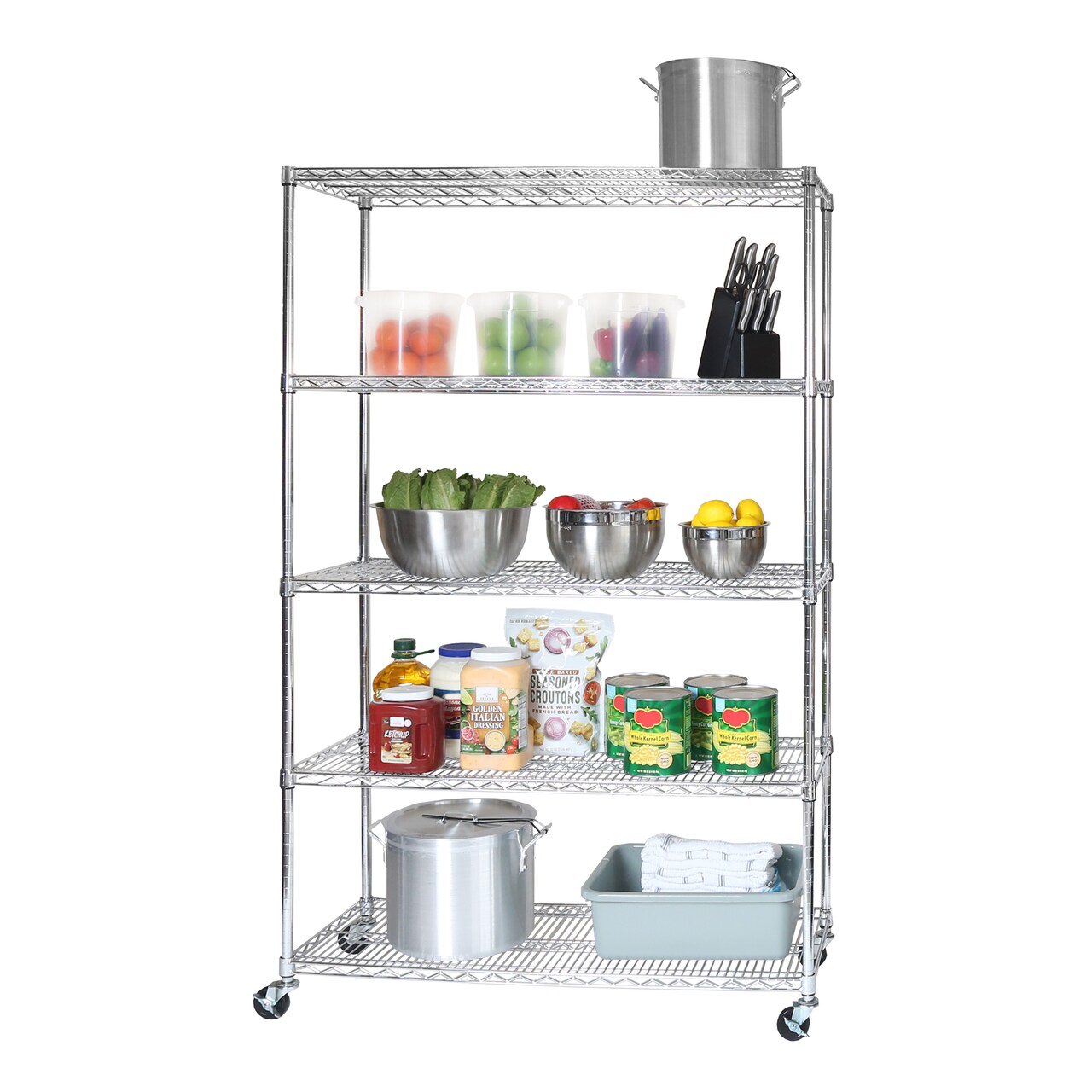 Seville Classics UltraDurable 5-Tier NSF Steel Shelving, 48" W x 18" D x 75" H